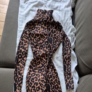 Leopard Print Long Sleeve Dress